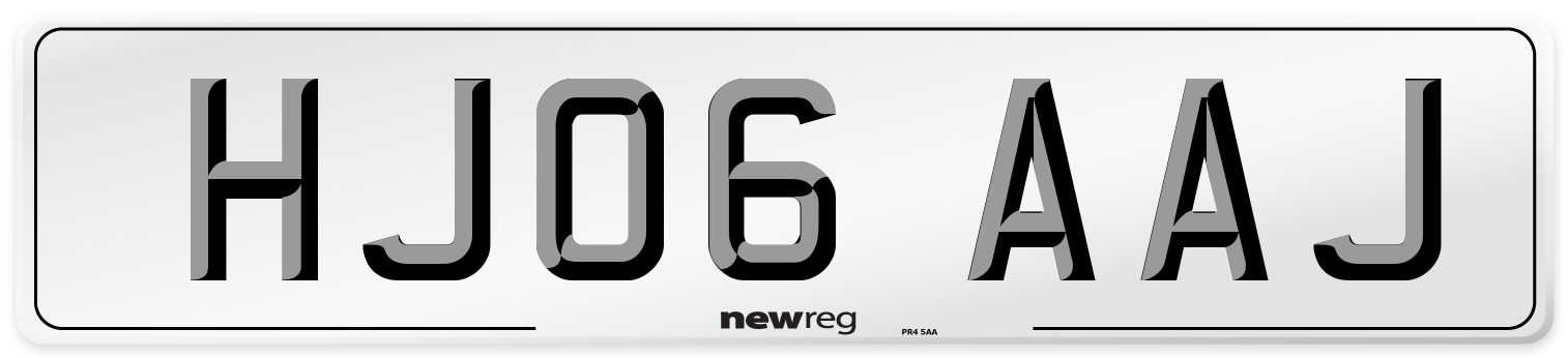 HJ06 AAJ Number Plate from New Reg